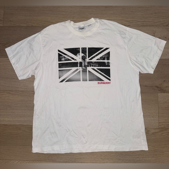 Burberry British Flag Print White T-Shirt
